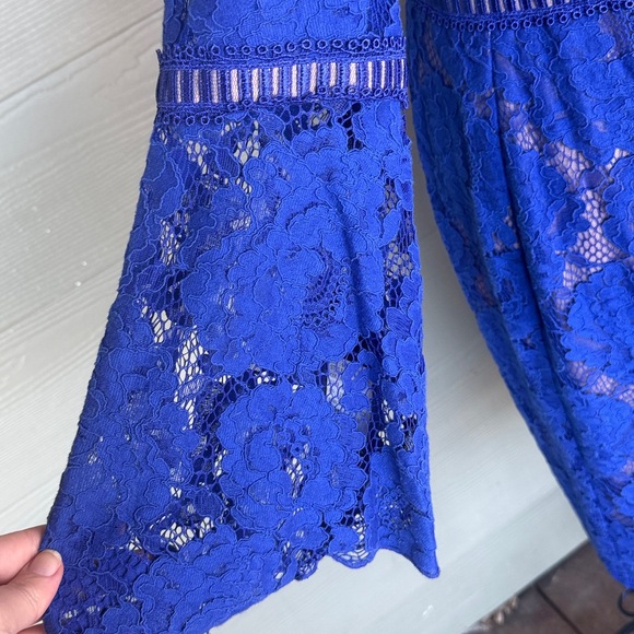 Tadashi Shoji Royal Blue Lace Bell Sleeve Dress - Picture 5 of 12